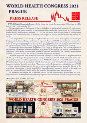 Press release for download - WORLD HEALTH CONGRESS 2021 PRAGUE